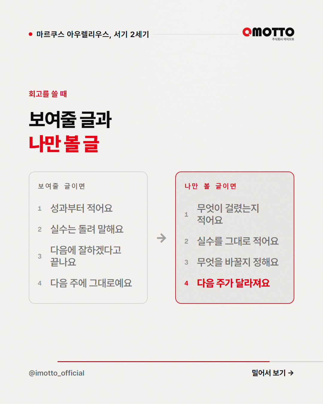 명상록의 원제는 '자기 자신에게'였다 카드뉴스 4번째 장