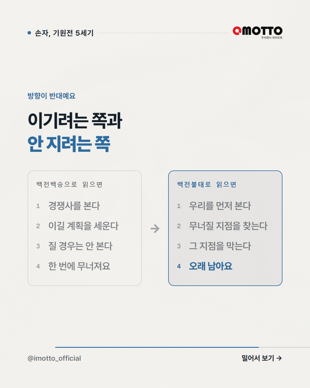 '지피지기 백전백승'은 손자병법에 없는 말이다 카드뉴스 4번째 장